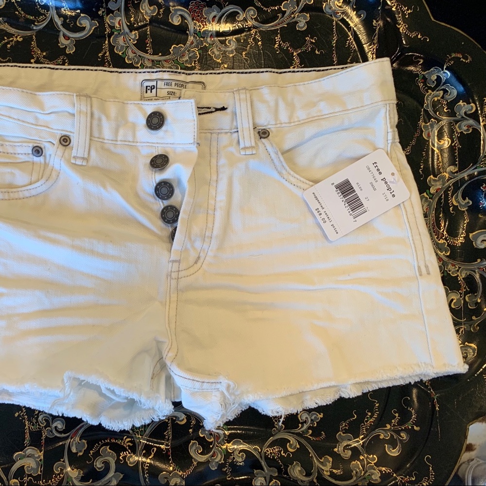 Free People White Denim Shorts